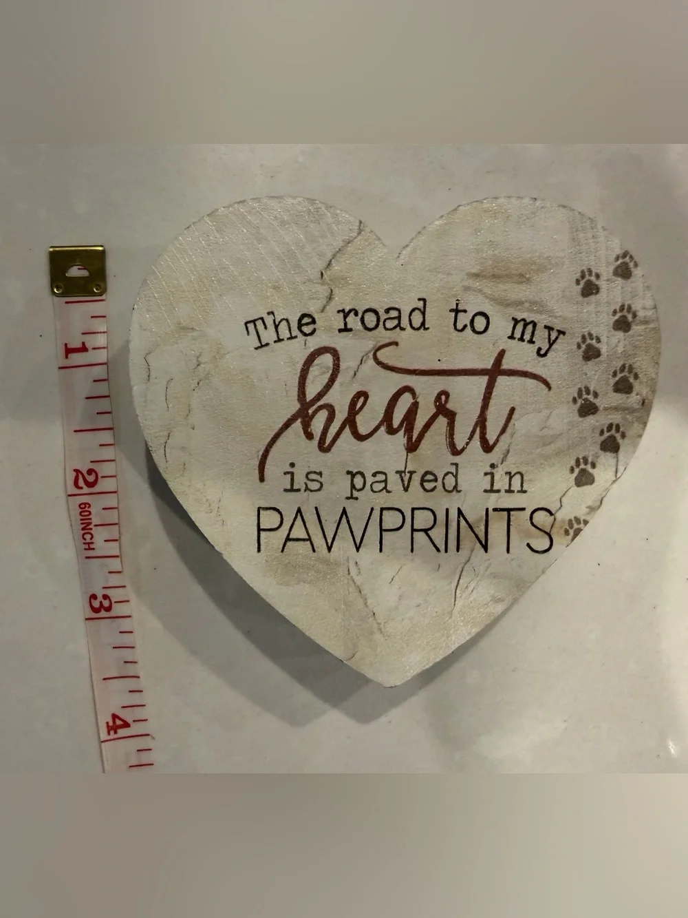 Heart-Shaped Pawprints Sign - 'The road to my heart is paved in PAWPRINTS'